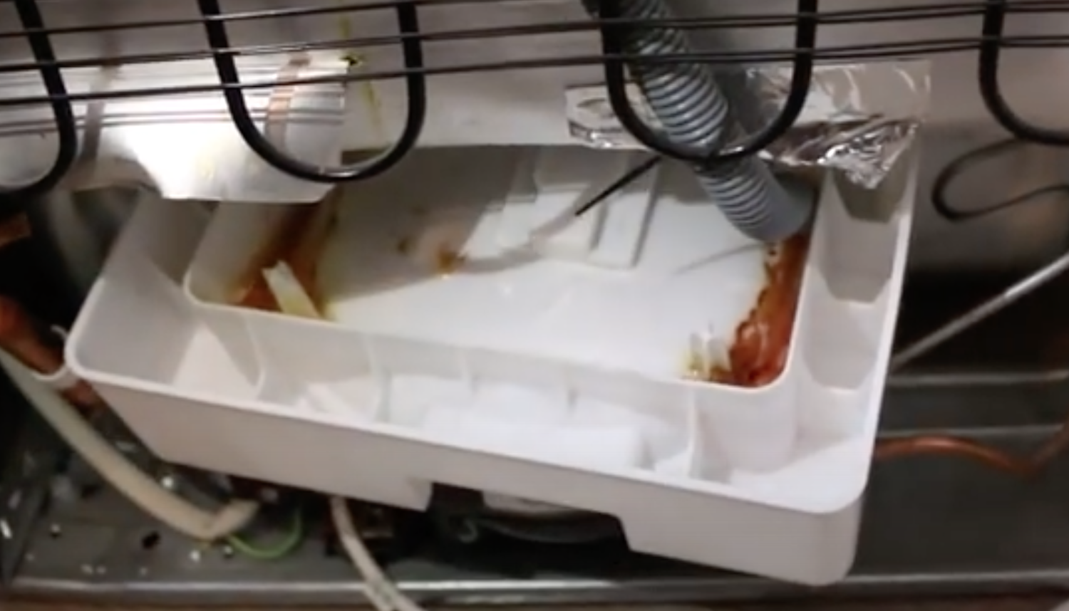 Bilde av kondenskaret på baksiden av kjøleskap